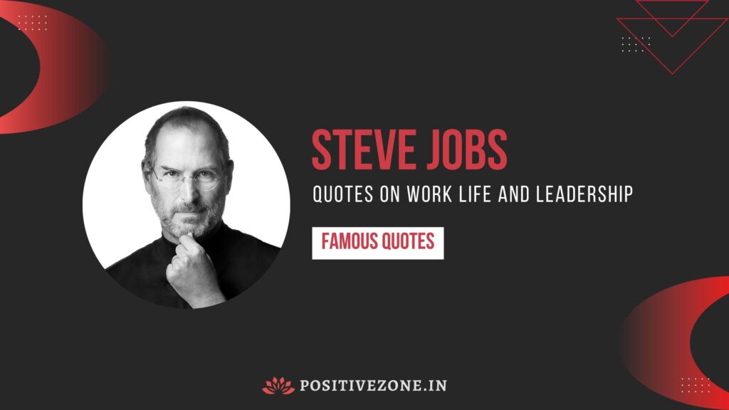 Abstract red and black background with Steve Jobs Quote on work Life and Leadership