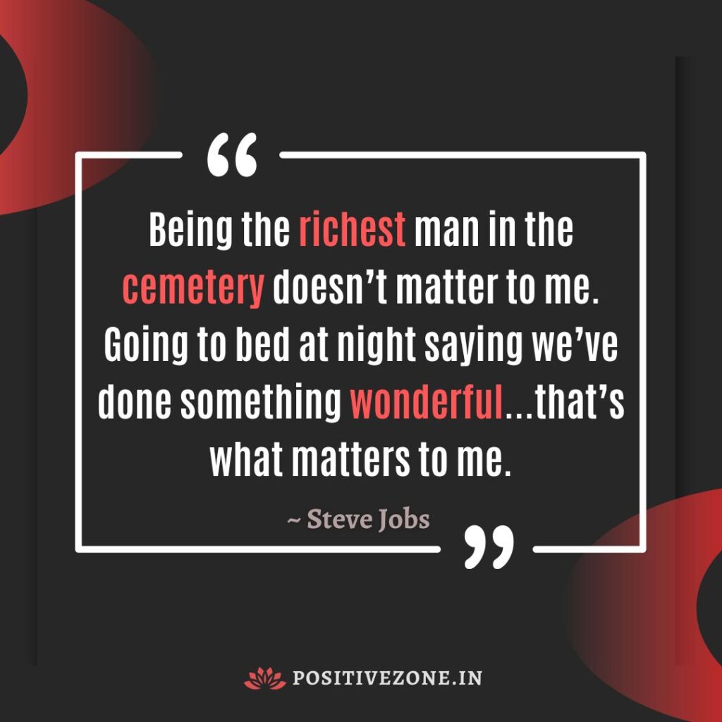 Abstract red and black background with Steve Jobs Quote on Work