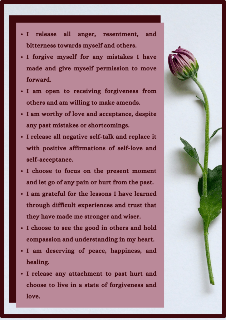 Positive zone affirmations in image with maroon text and white background